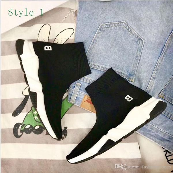 

luxury women boots 2020 new fashion breathable elastic boots speed trainers with sneakers for men and women, Black