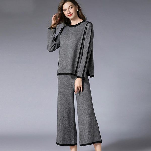

women sweater suit and sets knitted 2 piece pants casual trousers jumper clothing maternity clothes, White