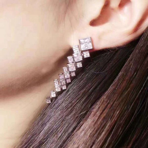 

fashion- silver women charm earring square with diamond earring shinnig wedding party jewelry earring for women jewelry gift ps6733a