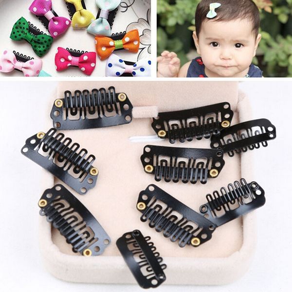 

50pcs u shape weave toupee wig styling tools black 28mm metal hair snap 9 teeth clips for extensions