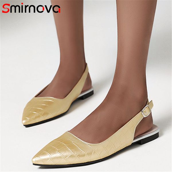 

smirnova 2020 large size 33-48 flat shoes women pointed toe slingback buckle spring summer single shoes ladies casual, Black