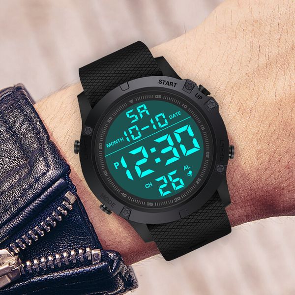 

fashion casual men's sports watch clock luxury led digital waterproof multifunction student wrist watches reloj hombre, Slivery;brown