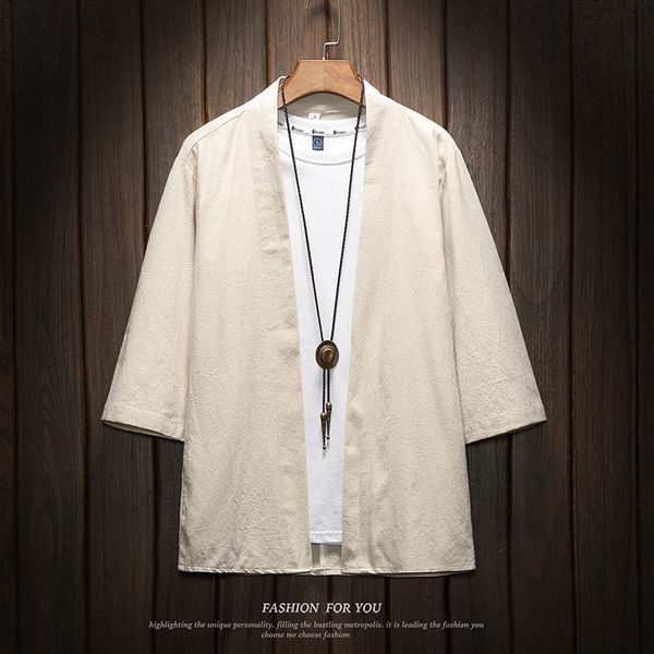 

5xl japanese streetwear kimono asian men harajuku traditional chinese soild cardigan thin loose blouses plus xxxxxl, White;black