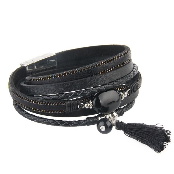 

European and American popular Hailanbao Bracelet multilayer cowhide fringed Bracelet explosive lady agate