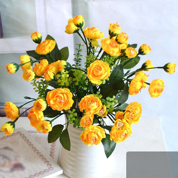 

7 forks 14 heads artificial rose flower silk fake flower bouquet for wedding party supply home decoration mariage fake flores