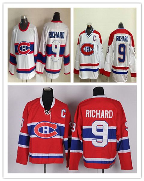 

men's 9 maurice richard jersey premier montreal canadiens fanatics red home breakaway away white women's youth hockey jersey, Black;red