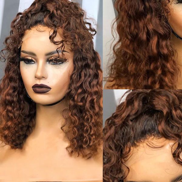 

glueless ombre bob 13x6 lace front human hair wigs with baby hair brazilian full lace wigs for black women natural hairline, Black;brown