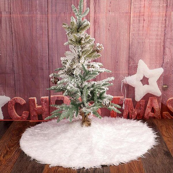 

78/90cm snow plush christmas tree skirts cloth base floor mat cover party decoration floor mat cover ornaments slipcover decor