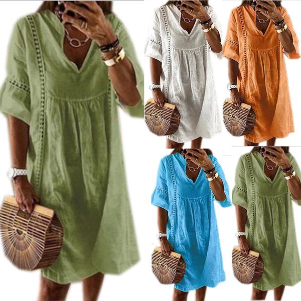 

swimsuit cover up beach dress summer ladies tunics pareo large size new spot color solid horn long sleeve cotton acetate, Blue;gray