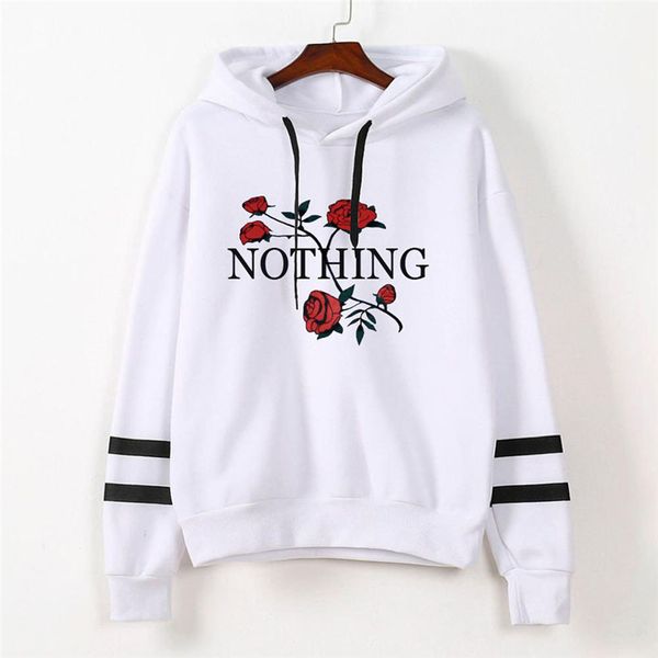 

2019 women's fashion sweatshirt womens autumn nothing print long sleeve hoodie sweatshirt jumper hooded pullover, Black