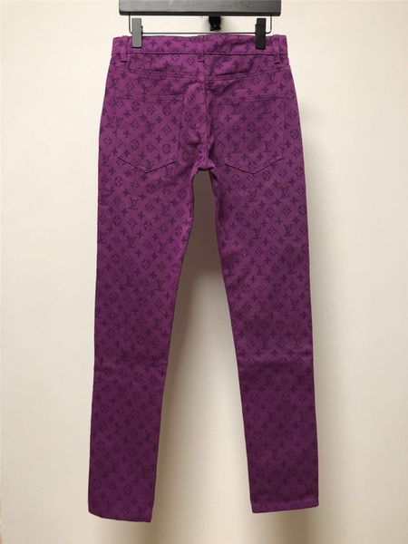 

2020 men's fashion jeans pants letters printed purple jeans trend jeans men's zipper pockets european and american style new, Blue
