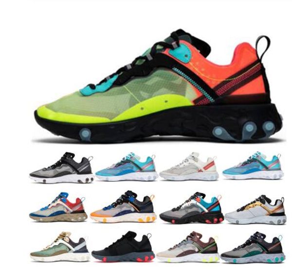 

react element 87 undercover men running shoes designer sneakers sports mens trainer shoes sail light bone royal tint size 7-11, Black