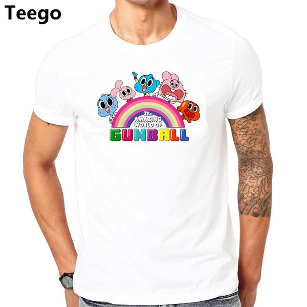 

amazing world of gumball - gumball spray cartoon t shirt 2017 new summer t-shirts, White;black