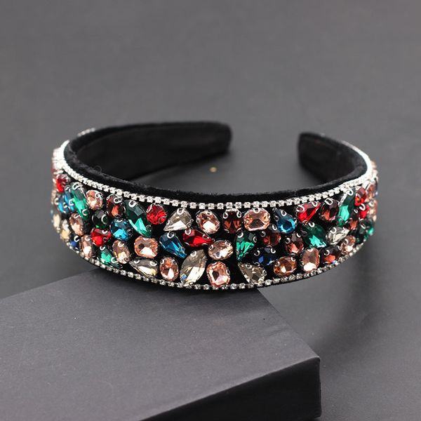 

new baroque fashion wide edge full color rhinestone headband promise travel gift hair accessories 686, Golden;white