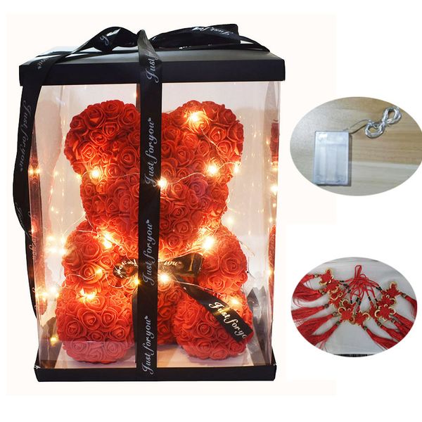 

40cm bear of roses artificial flowers home wedding festival diy wedding decoration gift box wreath valentine's day gift crafts