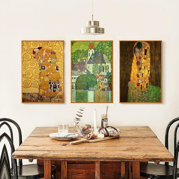 

sure life europe vintage климт character охватывая wall art pictures холст живопись постеры отпечатки гостиная домашнее украшение