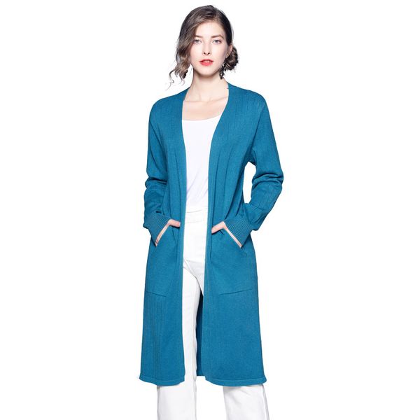 

european and american foreign trade fashion womens loose knit cardigan simple long coat long sleeve, Tan;black