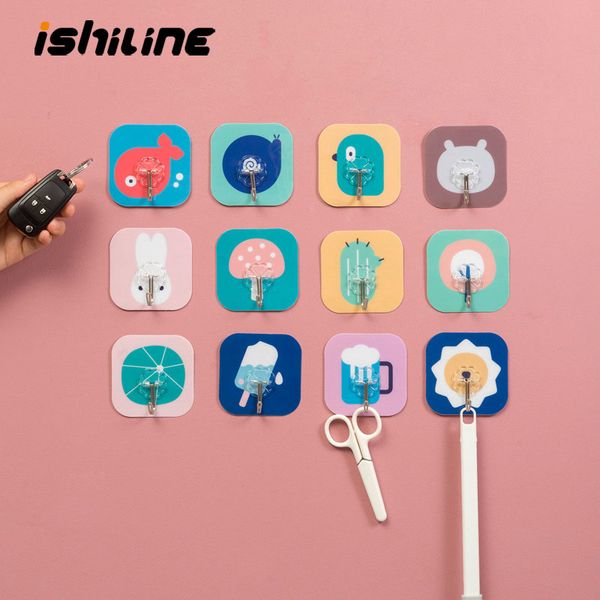 

cartoon sticky hook waterproof strong punch-wall door back hook cute kitchen bathroom paste storage rack
