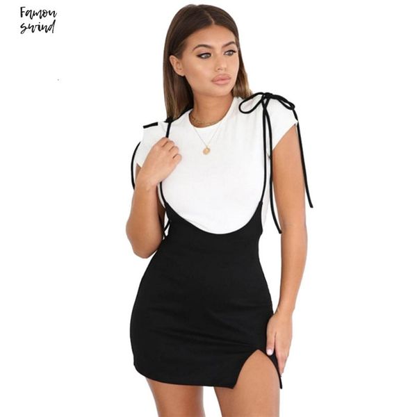 

dress women mini shoulder straps hip under split slim suspender dress high waist black with school dress designer clothes, Black;gray