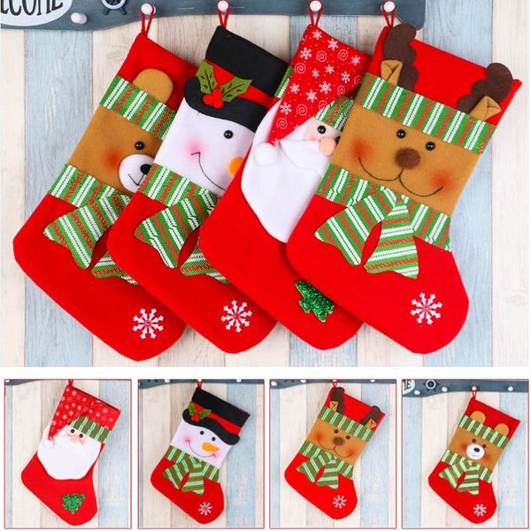 

christmas xmas tree hanging socks santa snowman stocking sock gift candy bags for children kids xmas decoration fa3245