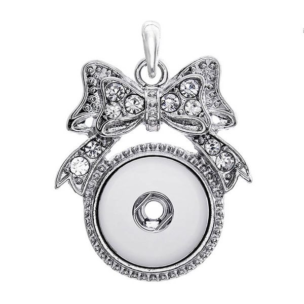 

fashion interchangeable metal flower ginger crystal necklace 222 fit 18mm snap button pendant necklace charm jewelry for women gift, Silver