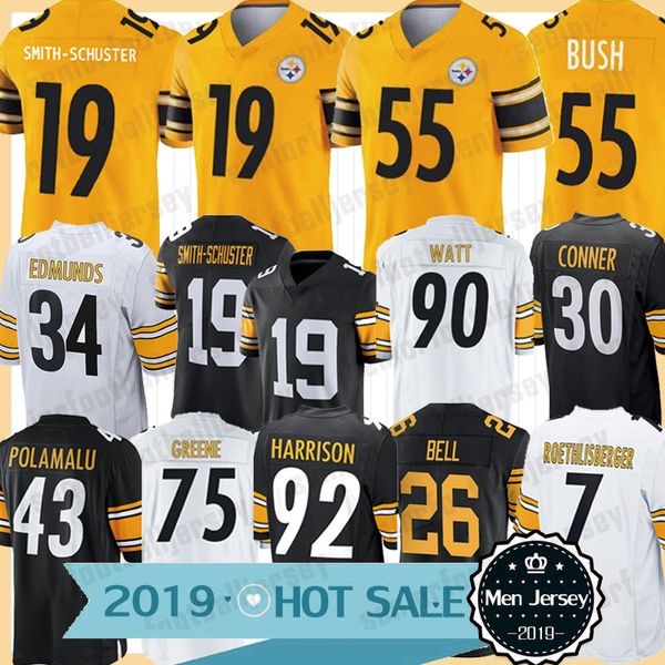 

Pitt burgh 19 juju mith chu ter teeler jer ey 55 devin bu h 7 ben roethli berger 30 jame conner 90 t j watt 36 betti hazier polamalu