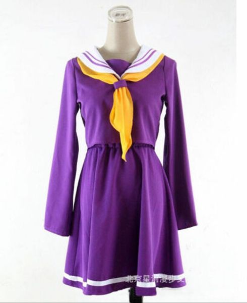 

no game no life shiro school uniforms cosplay costume dress set+socks, Black;red