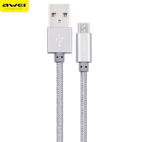 

awei cl - 10 micro usb mini nylon braided charge data transfer cable 0.3m