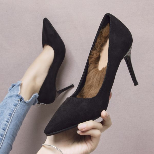 Shallow Mouth Slip Om 3cm Heels Comfortable High Heeled Shoes 2019