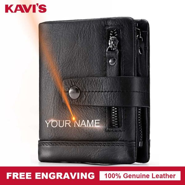 

kavis genuine leather wallet men portfolio small portomonee perse pocket zipper male cuzdan card holder coin purse engraving bag, Red;black