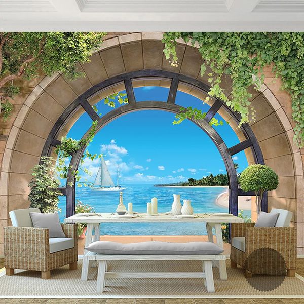 

custom mural wallpaper european style 3d stereoscopic balcony nature landscape p wall paper living room decoration painting