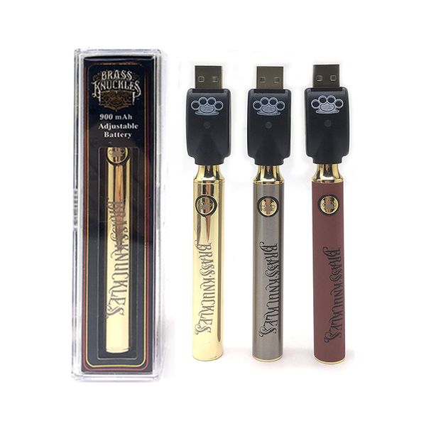 

Brass Knuckles Разогреть батареи 900mAh Vapor Pen Скорректированная Напряжение батареи Fit картридж 510 Thread Gold Деревянные BK батареи