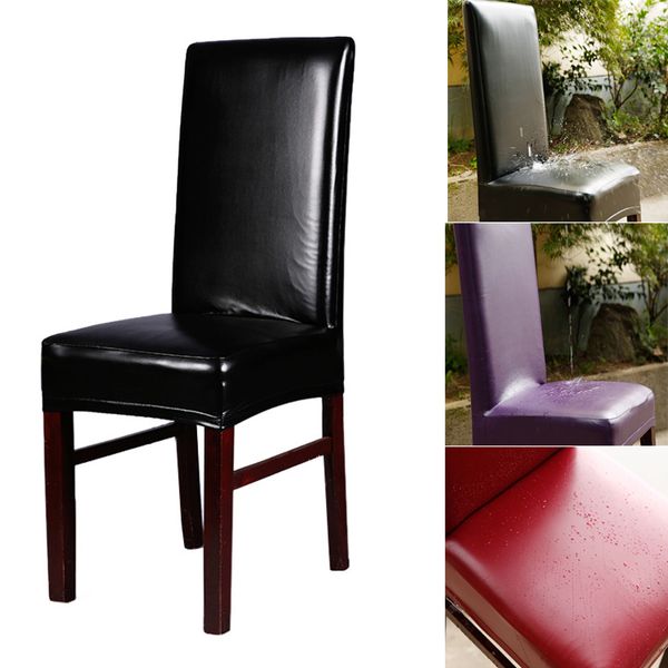

new waterproof chair covers artificial leather elastic slipcovers dining chairs anti-dust seats cover for banquet