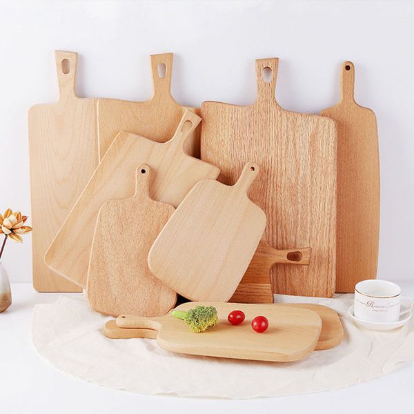 

kitchen tools fruit wood cutting plats food dinner pizza dishes with handle eco friendly nature wooden bread milk coffee trays vf1604