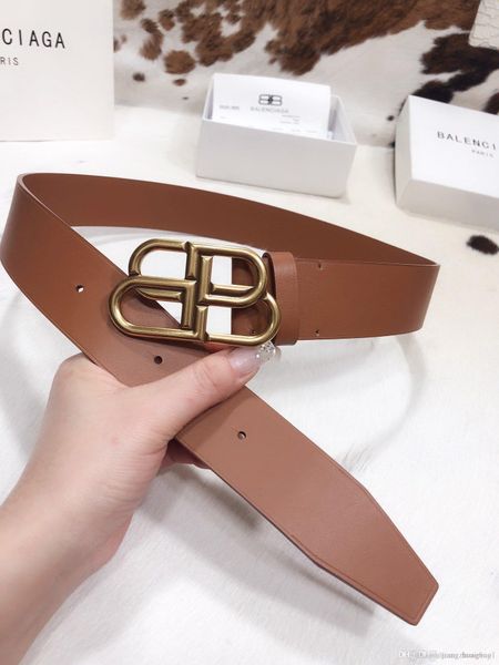 

high-grade designer belt fashion leisure luxury men's belt 2018 gold silver round letters smooth buckle belt width of 4.0cm wholesa, Black;brown