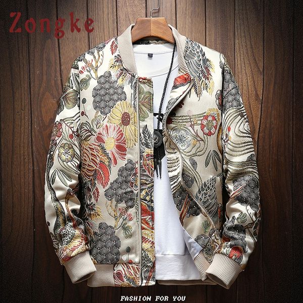 

zongke japanese embroidery men jacket coat man hip hop streetwear men jacket coat bomber clothes 2019 sping new, Black;brown