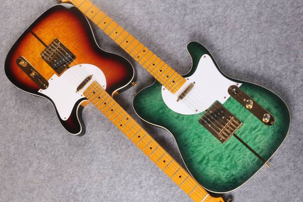 

custom guitar merle haggard tuff dog tele green sunburst quilt electric guitar green burst quilted maple china guitars