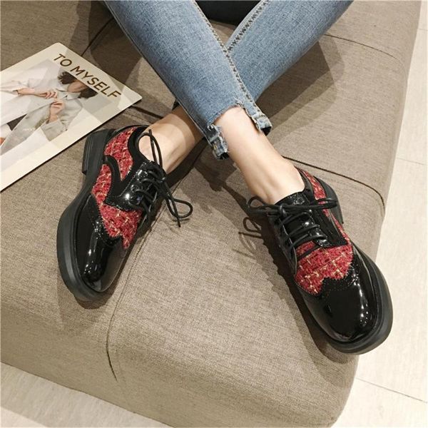 

doratasia new arrivals british style round toe shoelaces brogue flats spring ladies women shoes woman, Black