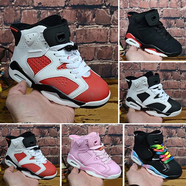 

Nike Air Jordan 6 Retro Высокое качество новых скидка дети 6 детские баскетбольные кроссовки unc золото черный красный малыш 6s мальчики кроссовки детские спортивные низкие кроссовки размер 28-35