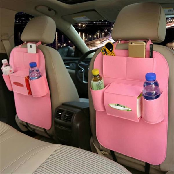 

mutifuctional 1pc multi-pocket black car seat back tidy felt organizer pocket travel storage bag automobiles seat covers