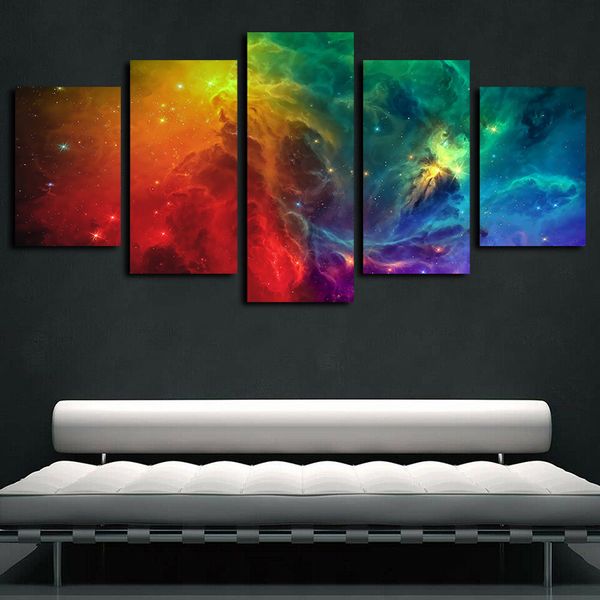 

5 panels galaxy space stellar landscape artworks giclee canvas wall art for kid home decor abstract poster canvas print oil painting