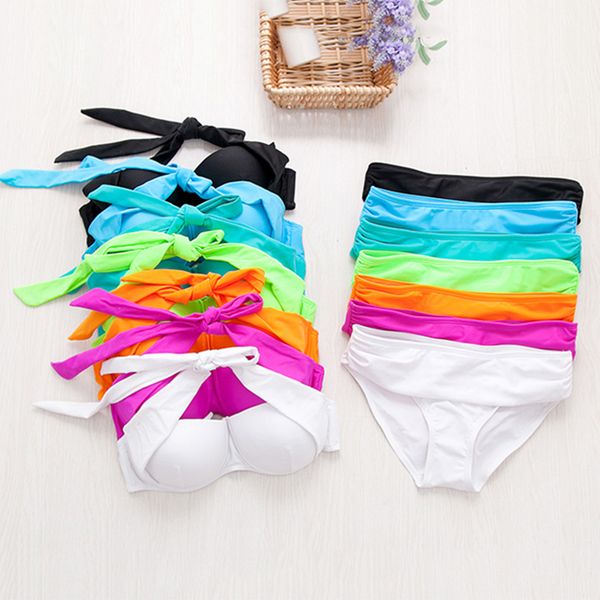 

купальники для женщин бикини для женщин сексуальное бикини купальники женщин 2019 lady сплошной цвет бикини set мягкое купальник купальный к, White;black