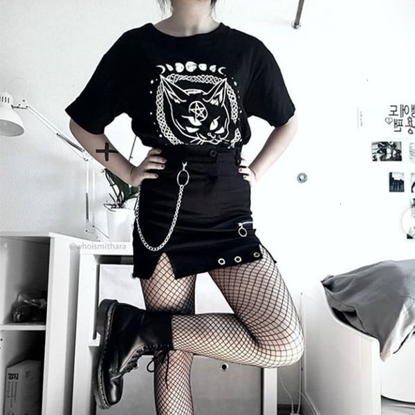 

женщины юбки new 2019 мода харадзюку юбка нерегулярные дизайн кольца декоративные высокой талией holloe out хорошее качество перевозка груза, Black