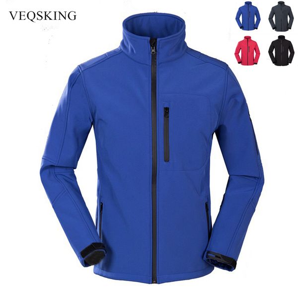 

veqsking men outdoor hiking jackets clothing travel soft shell clothing grab cashmere hunting camping jacket winter warm jacket, Blue;black
