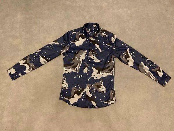 

20ss mens t shirts tee paris letters blue camouflage print clothes long sleeve shirts men women real new, White;black