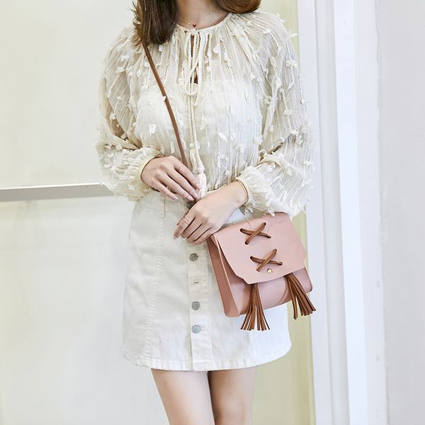 

sling bagkorean version of all-around trend new single shoulder slant span cross tassel rope small square package foreign trade