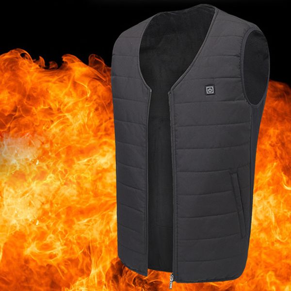 

s-5xl usb electric heated warmer vest winter rechargeable v neck heating jacket 1 minute heat fast cold and warm, Gray;blue