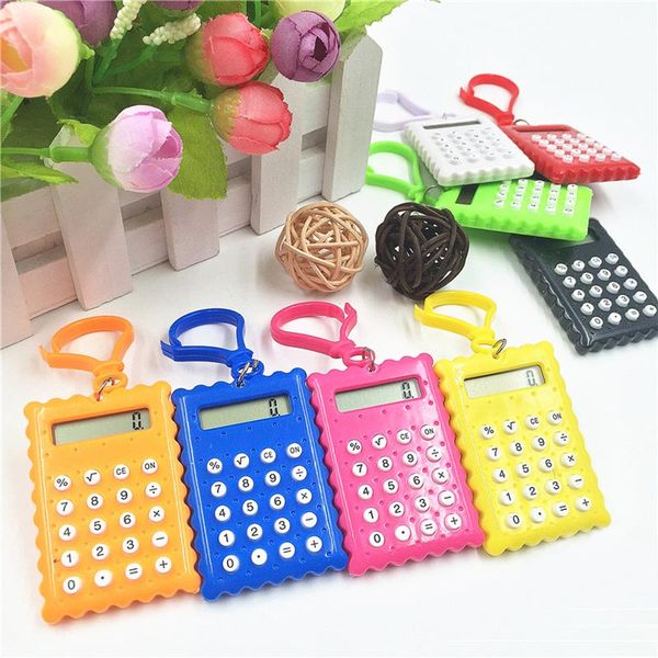 

portable cute electronic calculator keychain mini scientific calculator key ring student pocket calculators, Silver