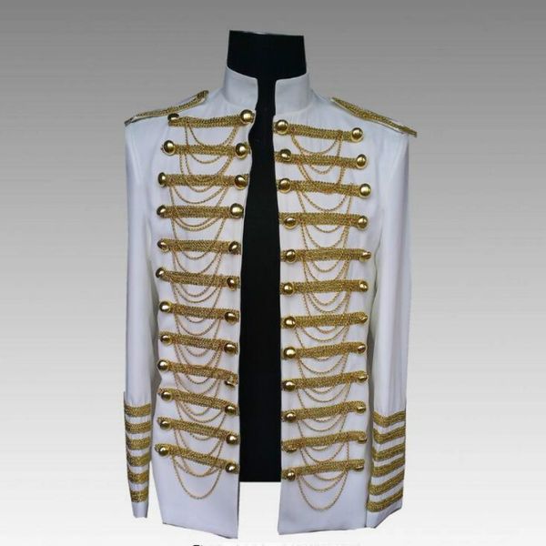 

men's suit bar performing arts unique men's nightclub male singer golden lace stage costume, White;black