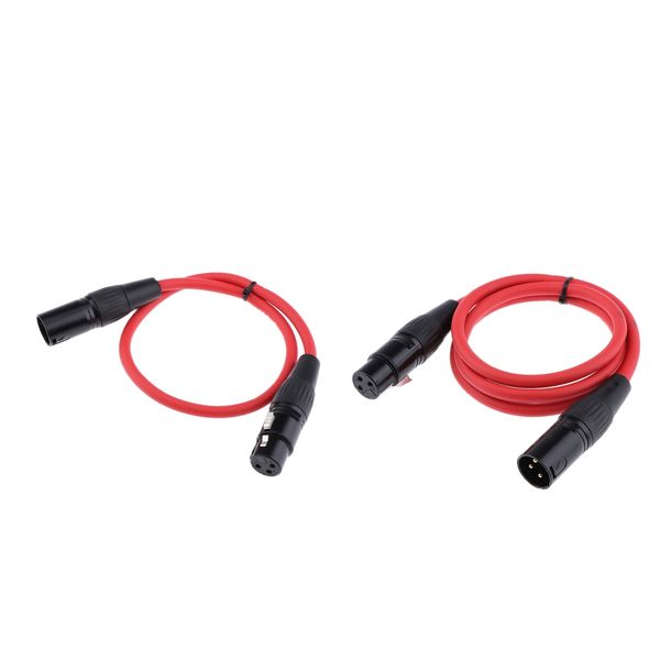 

2 packs 3pin audio extension xlr male to female microphone cable 0.5m+1m